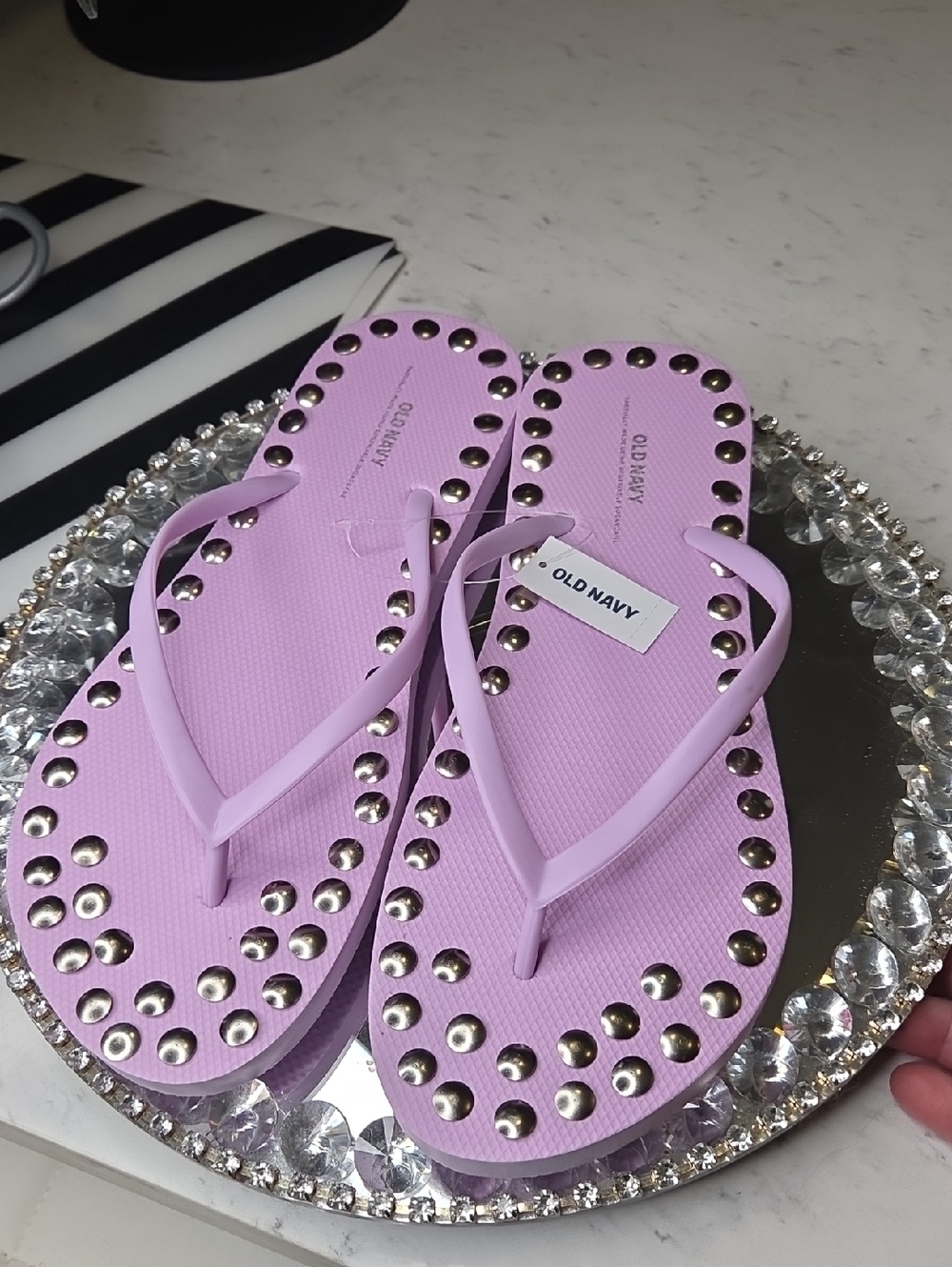 Purple Studded Flip Flops